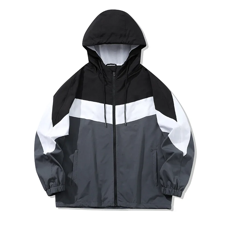 

New Fashion Zipper Outdoor Jacket Male Oversized Contrast Patchwork Coat Men's Windproof Waterproof Mountaineering Clothes Tops