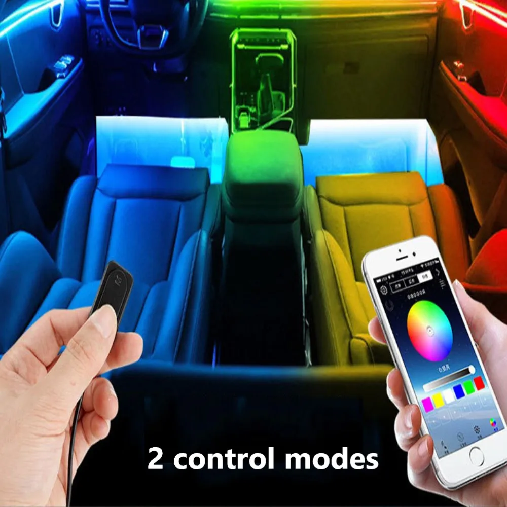 Car Interior Atmosphere Lights 9(6) in 1 RGB Hidden Acrylic Strip Symphony Atmosphere Lamps with APP Control DC12V/USB 5V. - view 6