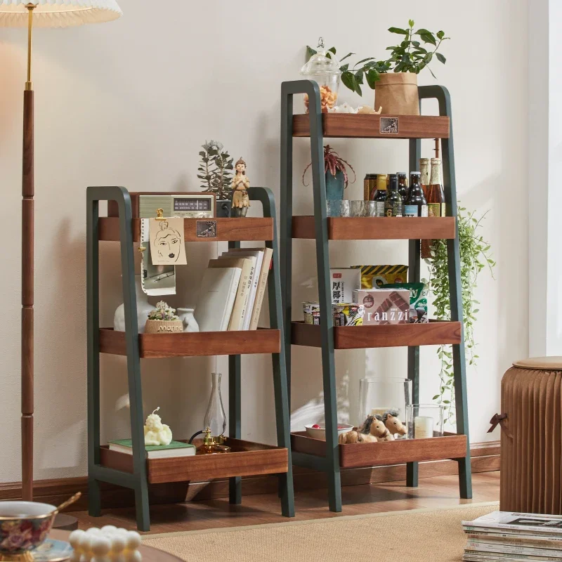 

Shelf storage rack Solid wood multi-layer floor wooden living room display