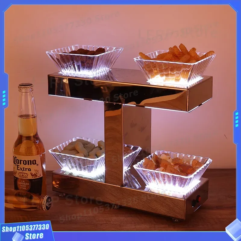 LED Luminous Fruit Plate Rechargeable Snack Tray Glowing Bar Serving Platter for KTV Party Home Decor Modern Light Up