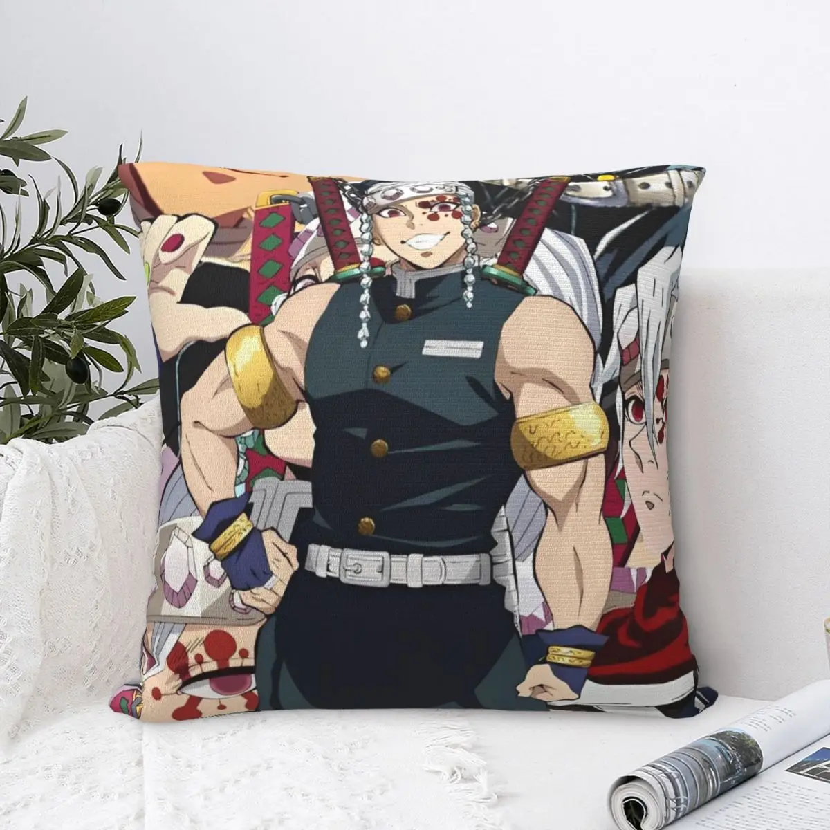 Sound Hashira Tengen Uzui Square Pillow Case Decorative Pillow Anime Demon Slayer Customized Pillowcover Home Decor