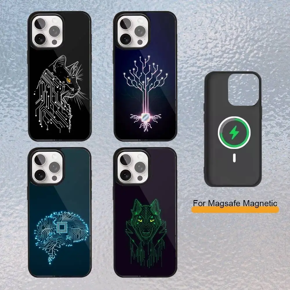 

Art C-Circuit Board Phone Case for iPhone 17,16,15,14,13,12,11 Plus,Pro Max Magnetic Wireless Charging Cover