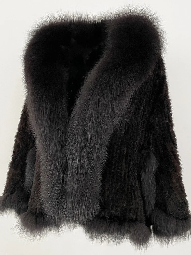 2025 femmes Cape écharpe naturel fourrure de renard Cape automne hiver châle mode tricoté véritable vison fourrure veste réel vison fourrure manteau
