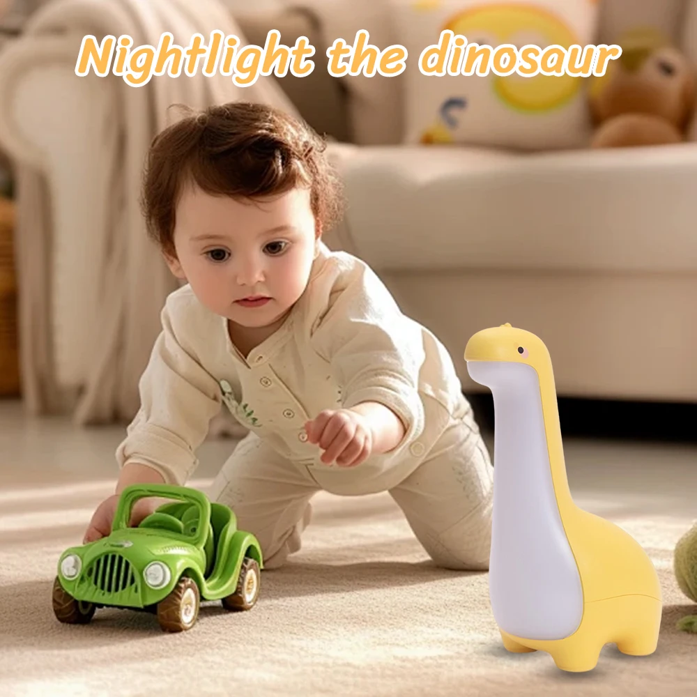 Cute Dinosaur Night Light Eye-Protection Warm Light Bedside Lamp USB Charging Baby Sleep Accompany Light for Decoration Gift