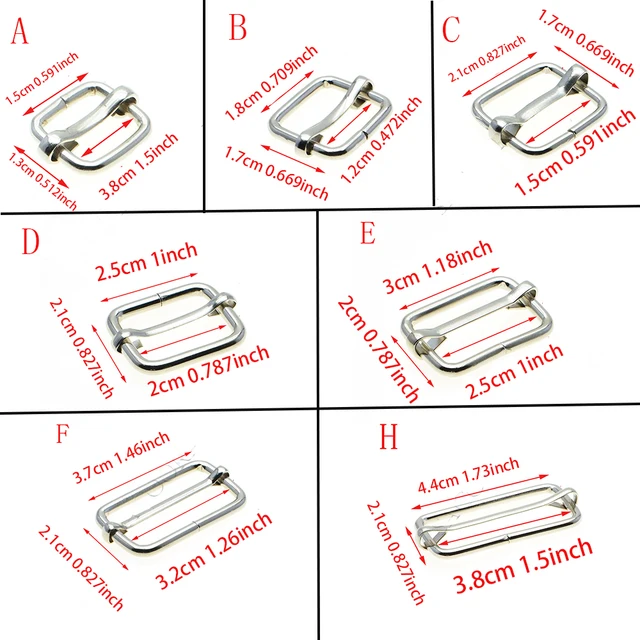 10pcs/pack Metal Slides Tri-Glides Wire-Formed Roller Pin Buckles Strap Slider Adjuster Buckles Rectangle Adjuster Belt Buckles 2