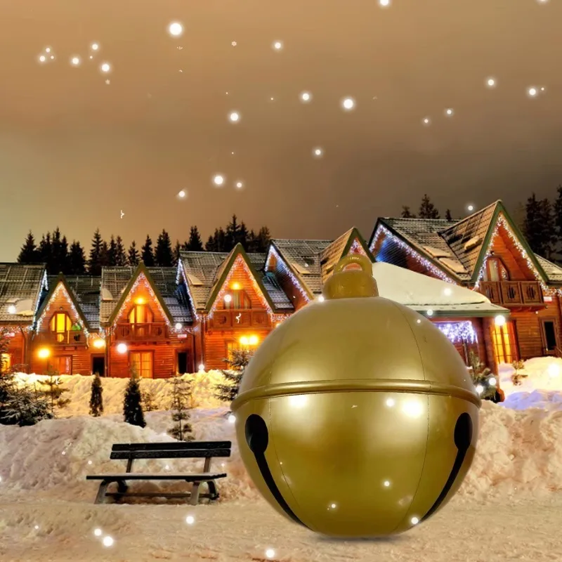 60 سنتيمتر في الهواء الطلق عيد الميلاد نفخ مزين الكرة البلاستيكية العملاقة الكبيرة الكبيرة كرات زينة شجرة عيد الميلاد لعبة الكرة بدون ضوء