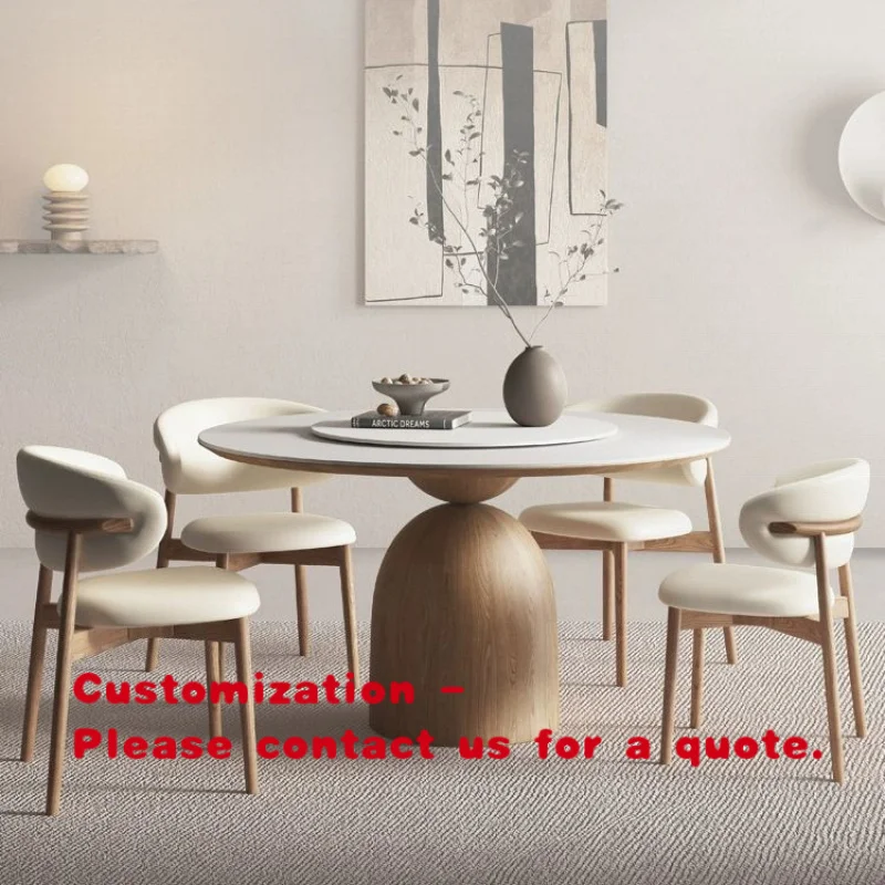 custom.Modern Hotel Dining Room Furniture Style Wood Frame Round Walnut Dining Table and Chair Set Use Home Hotel Restaurant
