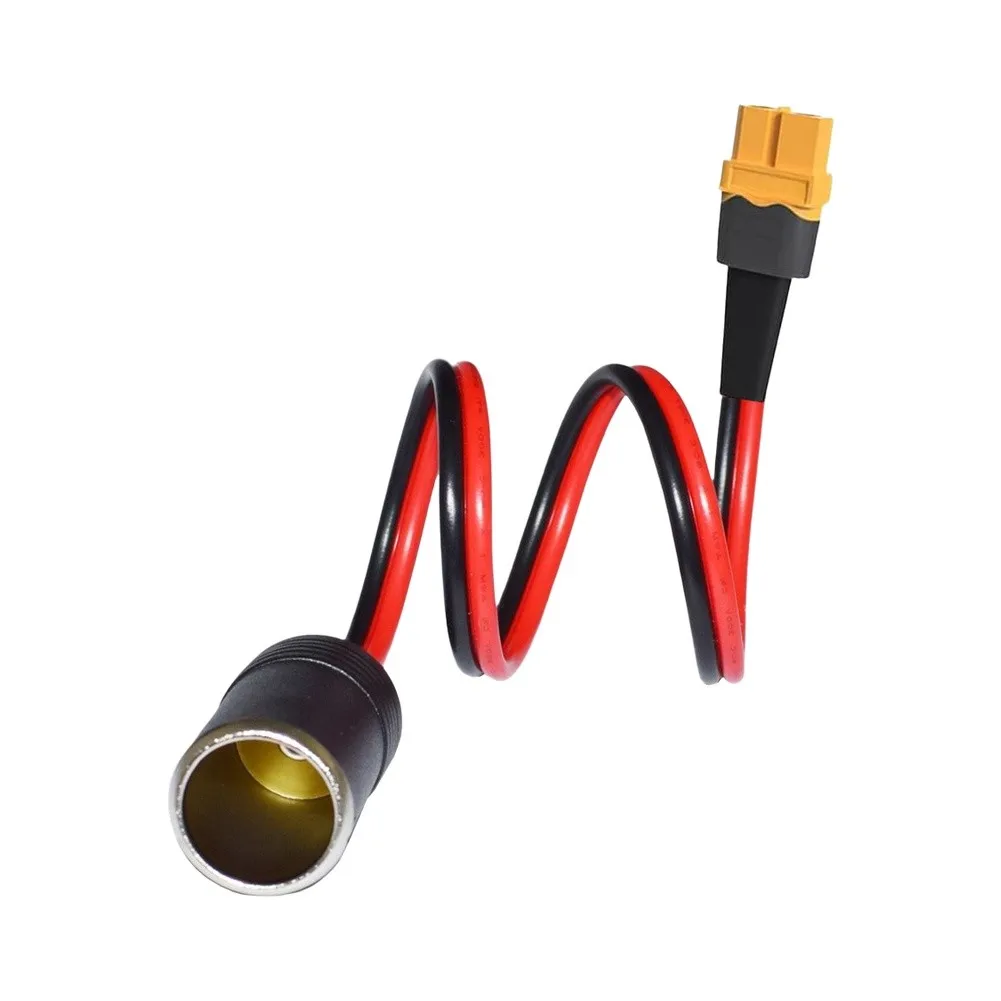DC Power Interconnect Adapter Cable with For XT60 Female End and Car Socket Male End Rated 30A for Onboard Power Management