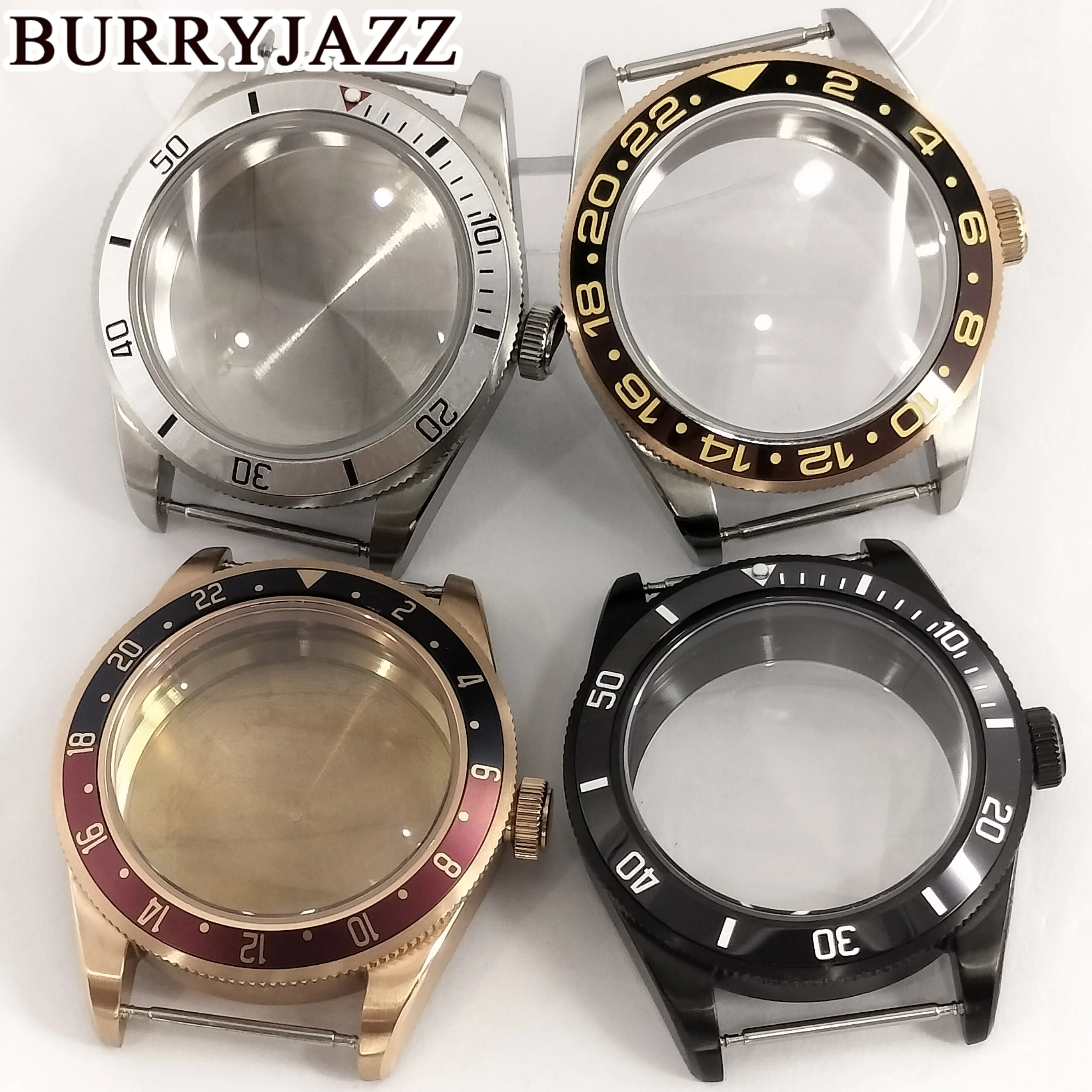 

BURRYJAZZ 39mm Silver Black Rose Gold Sterile Watch Case Domed Sapphire Glass Fit NH35 NH36 NH34 ETA2824 PT5000 Movement