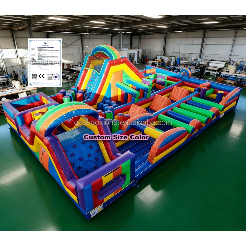 Commercial Outdoor Inflatable Playground Bouncer Park Inflatable Obstacle Bouncy Castle with Slide Inflatable Obstacle Course