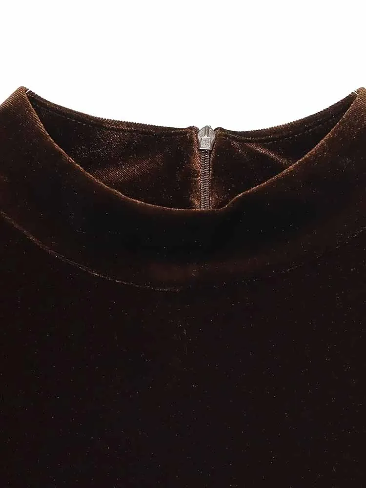 النمط الأوروبي والأمريكي الخريف الملابس النسائية الجديدة أزياء بسيطة الرجعية المرقعة الدانتيل تكدرت فو المخملية اللباس