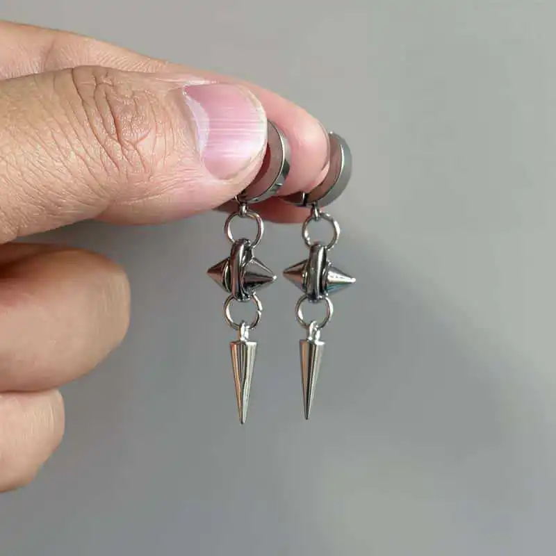 

Hip Hop Spike Rivet Ball Pearl Hoop Punk Earrings for Women Stainless Steel Pointed Drop Earrings Gothic Jewelry Y2K Accessories