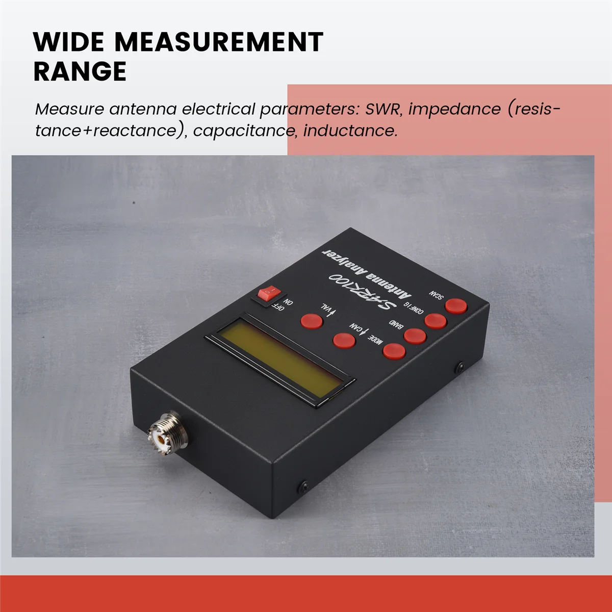 ONNL SARK100 Antenna Analyzer Meter 1-60MHz Shortwave SWR Antenna Analyzer with 1.0 to 9.99 SWR Usable Measurement Range