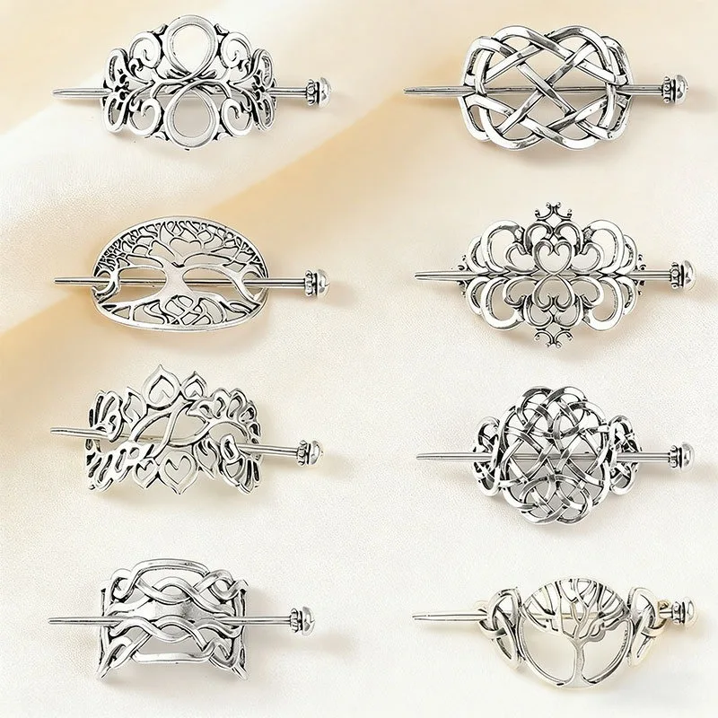 24-Piece Personalized Viking Celtic Style Hollowed-Out Retro Geometric Alloy Hair Clips For Party Cosplay Matching Accessories view 3