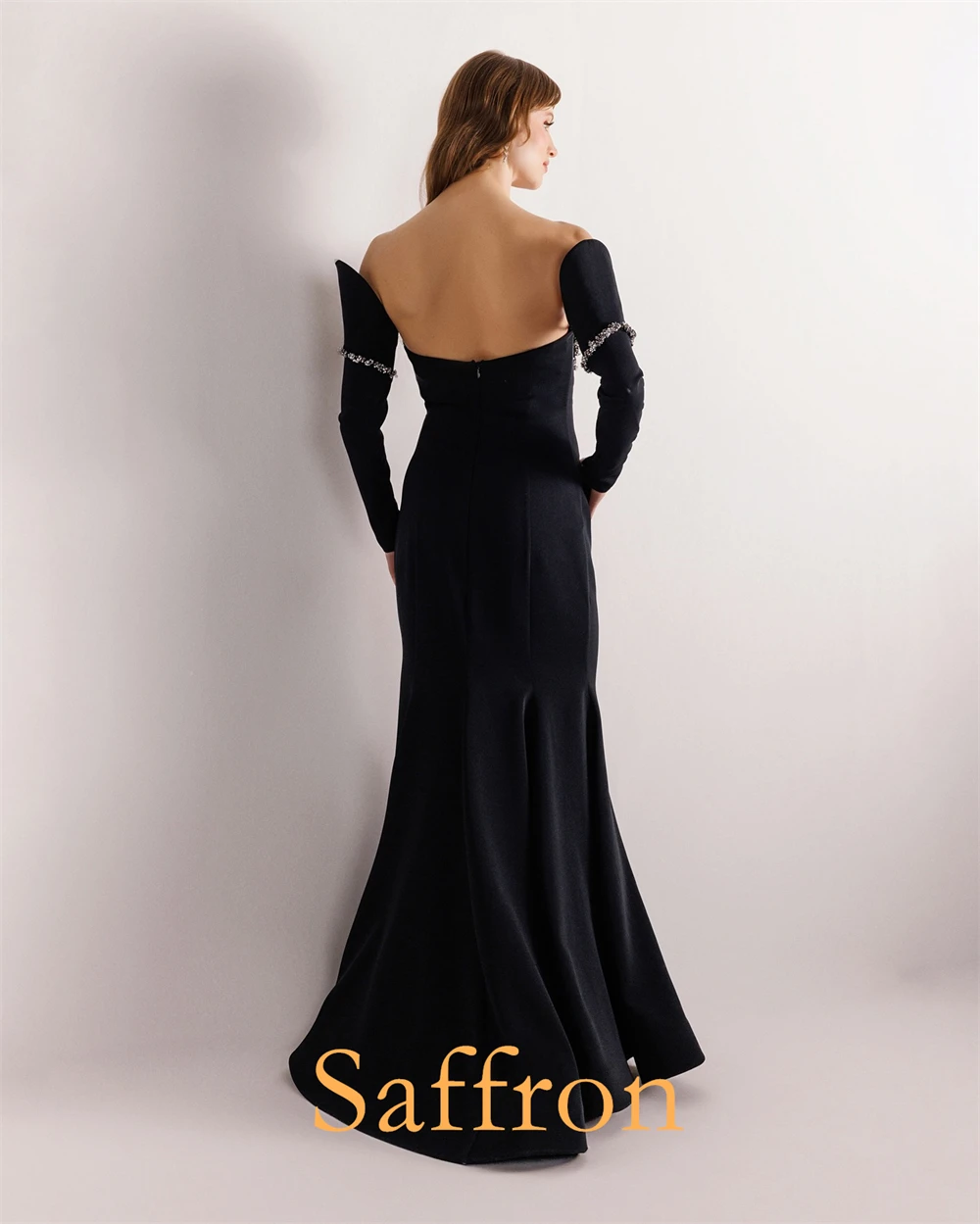 Vestido de noite sem alças de cristal brilhante personalizado gracioso sereia vestidos de celebridades moda manga destacável vestido de festa