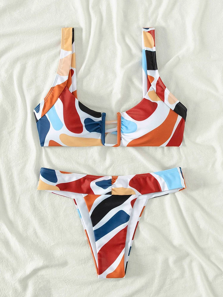 Rinabe bandaż Bikini stroje kąpielowe z nadrukiem szyi Bikini seksowny strój kąpielowy kobiety bandaż kostium kąpielowy damski Biquini mikro stringi