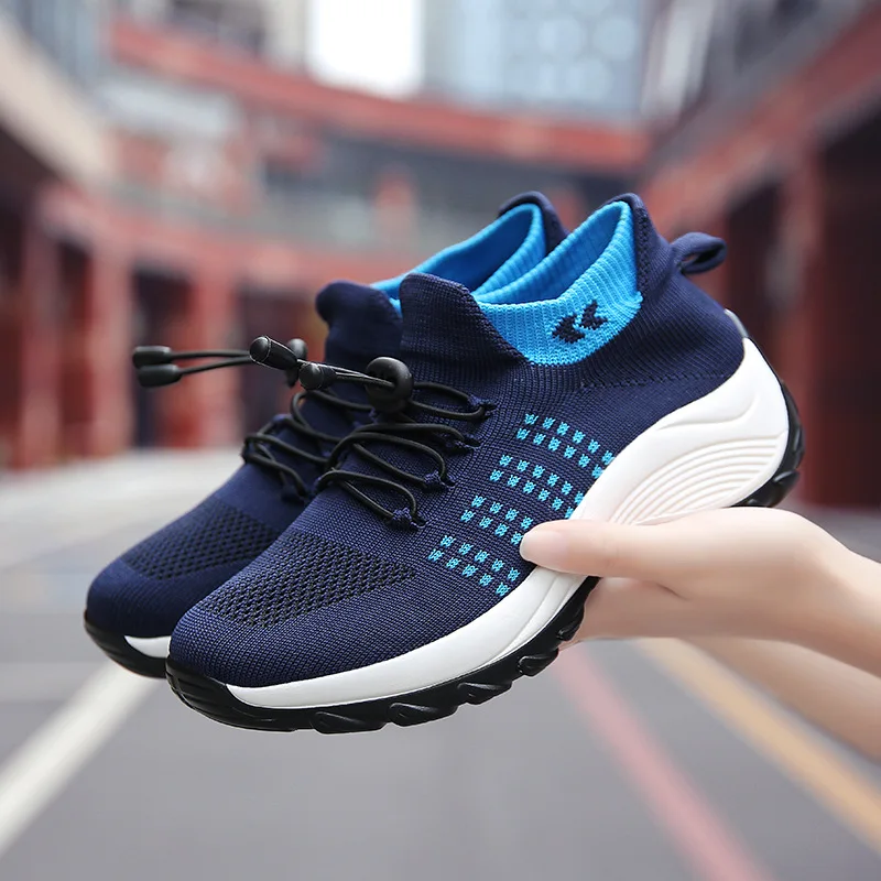 Women's Walking Shoes Fashion Sock Sneakers Breathe Comfortable Nursing Shoes Casual Platform Loafers Non-Slip 2024