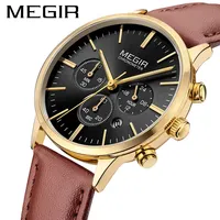 MEGIR Women Watch Waterproof Top Brand Luxury Chronograph Ladies Wristwatch Genuine Leather Classic Bracelet Female Clock 2011