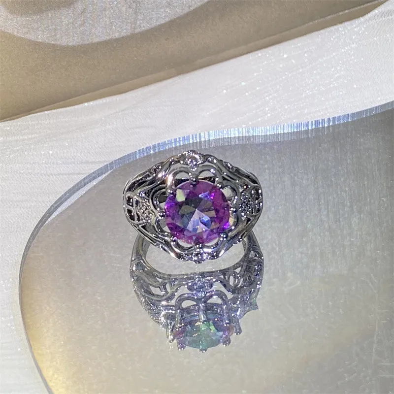 CC Colorful Zirconia Rings Black Gold Plated Ethinic Fashion Jewelry Accessories for Women Men Vintage Ring CC3296