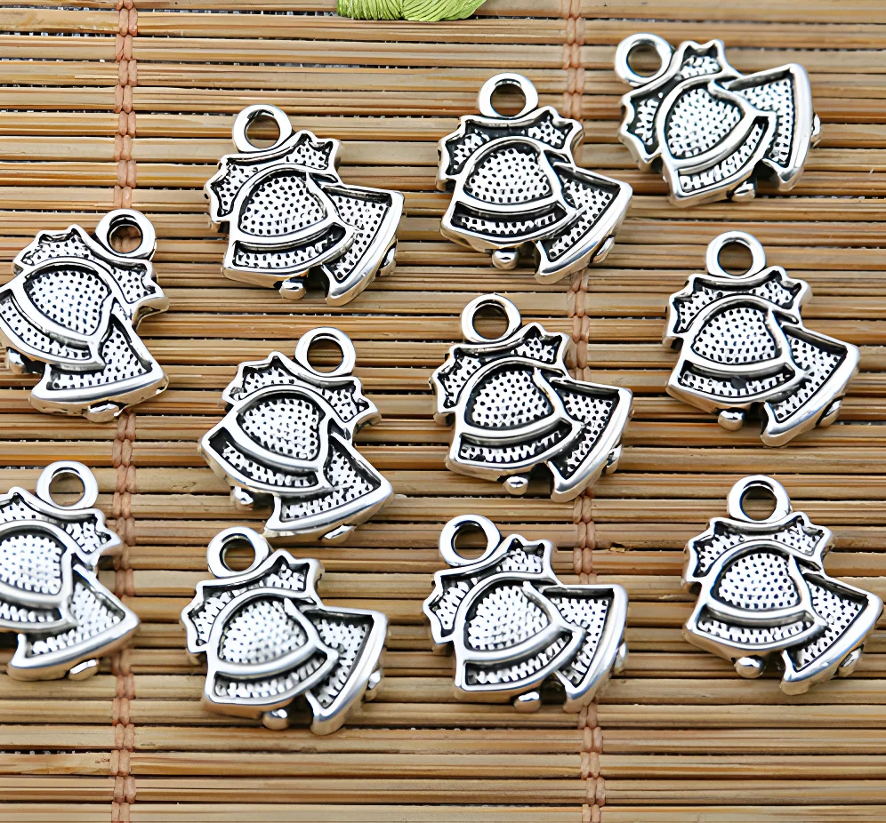 20pcs 15*13mm Alloy matel tibetan silver  bells pendants  HWEF1815