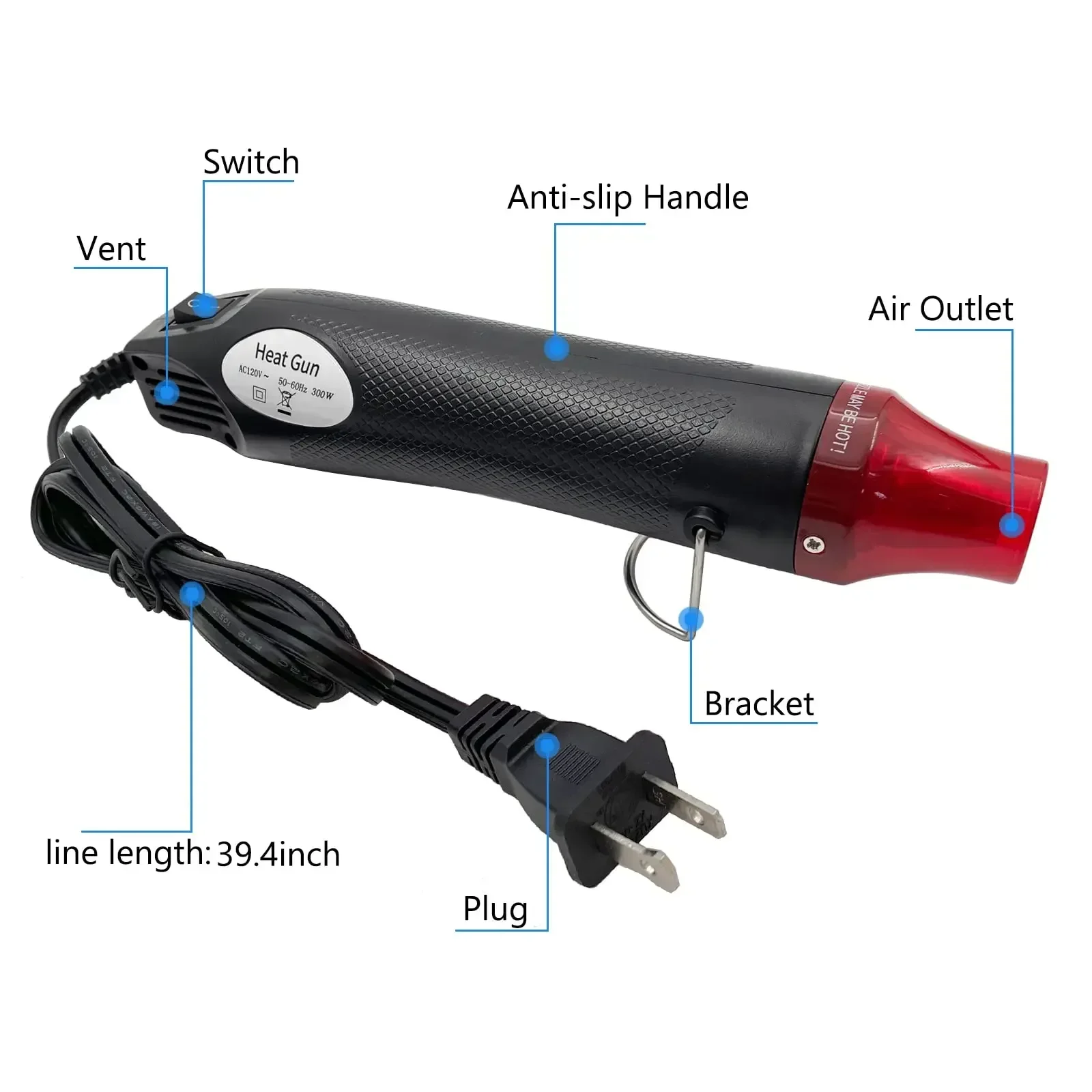For Crafts Embossing Shrink Wrap Drying Paint Professional 110V 220V Mini Hot Air Gun 300W Portable Heat Tool
