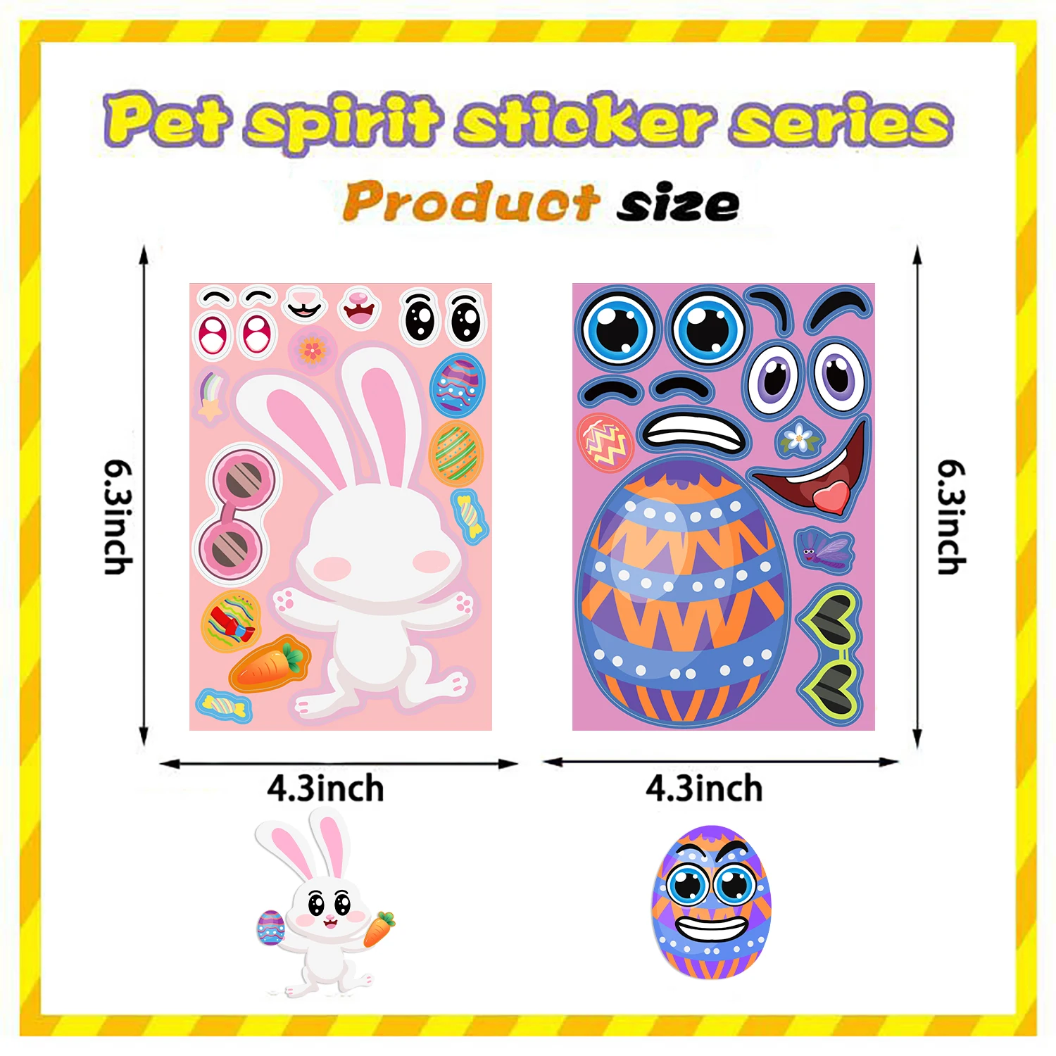 8/16/24 قطعة ملصقات ألغاز عيد الفصح لطيف الكرتون الإبداعية متعة الأطفال لغز حساب المواد ملصقات مقاومة للماء