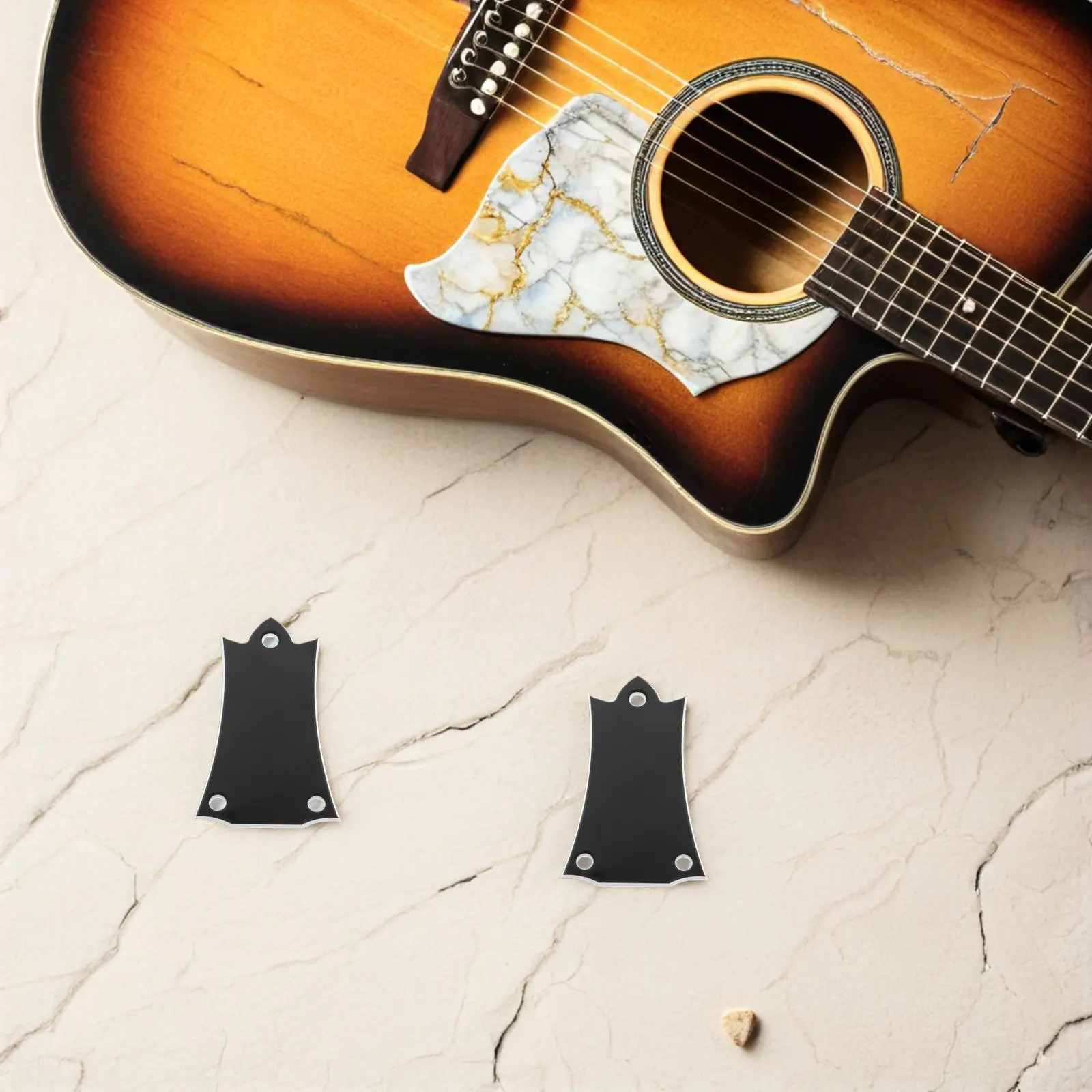 Guitar Truss Rod Cover 3 Hole Black Plastic Bell Shape Headstock Plate for Electric Guitar Bass Replacement