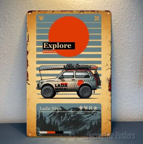 Lada Niva Offroad Car Metal Poster - Collectable Tin Sign - 