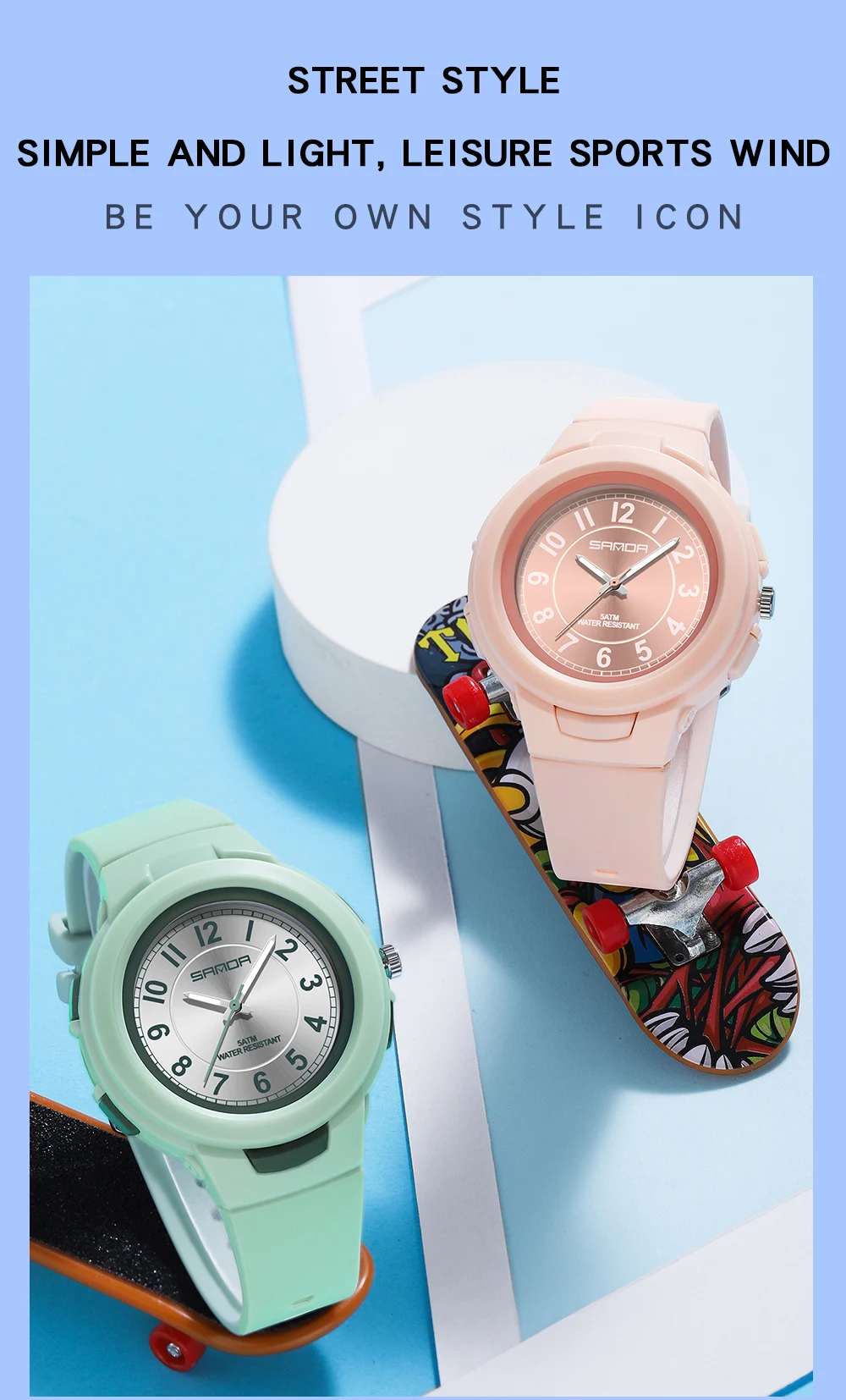 SANDA-reloj analógico de cuarzo para hombre y mujer, accesorio de pulsera resistente al agua con movimiento de cuarzo, complemento masculino de