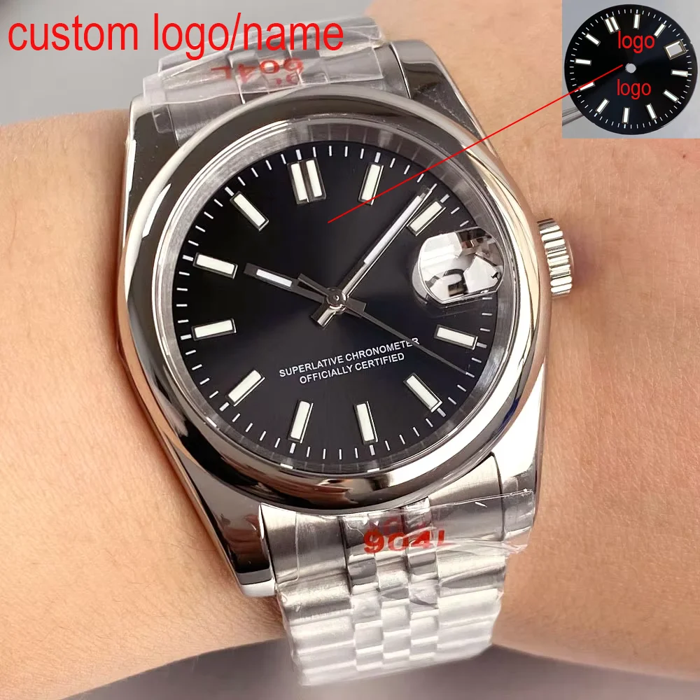 Custom New Round Sapphire Glass 200m Waterproof Black Sunbrust Dial Japan NH35A Automatic Mechanical Movement Men's Watch