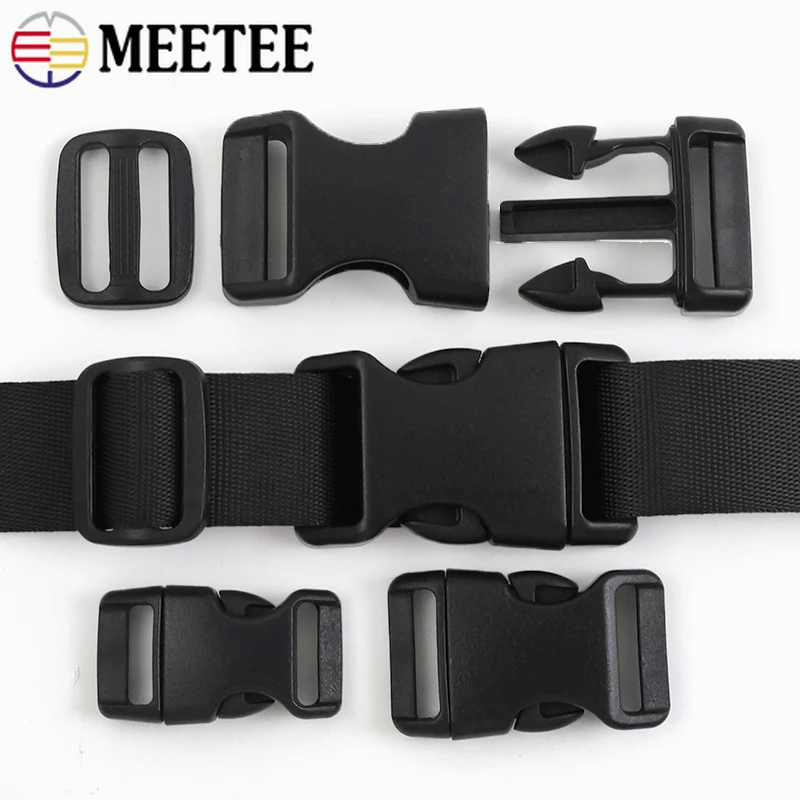 

1/2/5Sets 15-25mm Bag Strap Black Plastic Buckles Ribbon Quick Release Buckle Belt Fastener Nylon Webbing Adjust Slider Clasp
