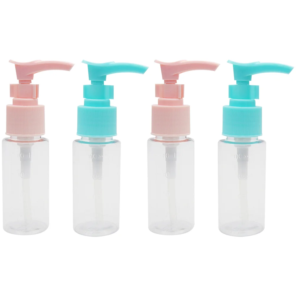 4pcs 청소 젤 병 졸업 된 컨테이너 홈 여행을위한 빈 홀더 병 40ml 핑크 + 블루 디스펜서