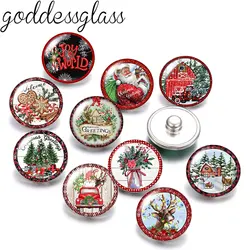 New Merry Christmas Trees Santa Claus 10pcs Round photo 12mm/18mm snap buttons for 12mm/18mm snap necklace DIY findings jewelry
