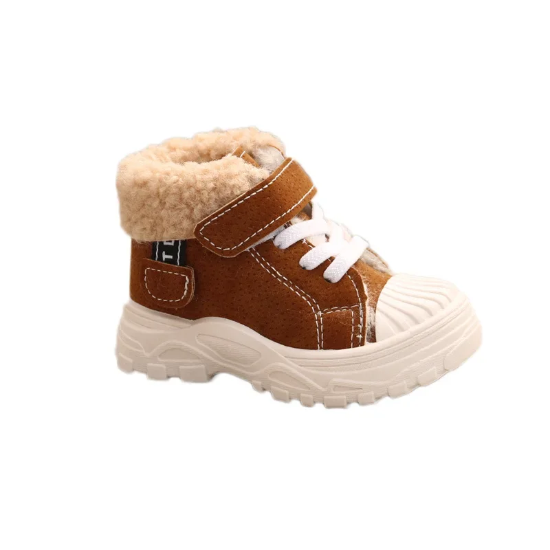 Children Winter Warm Snow Boots Boys Canvas Cotton Shoes Plush Insulated and Thickened Girls Boots Outdoor Non-slip Short Boots