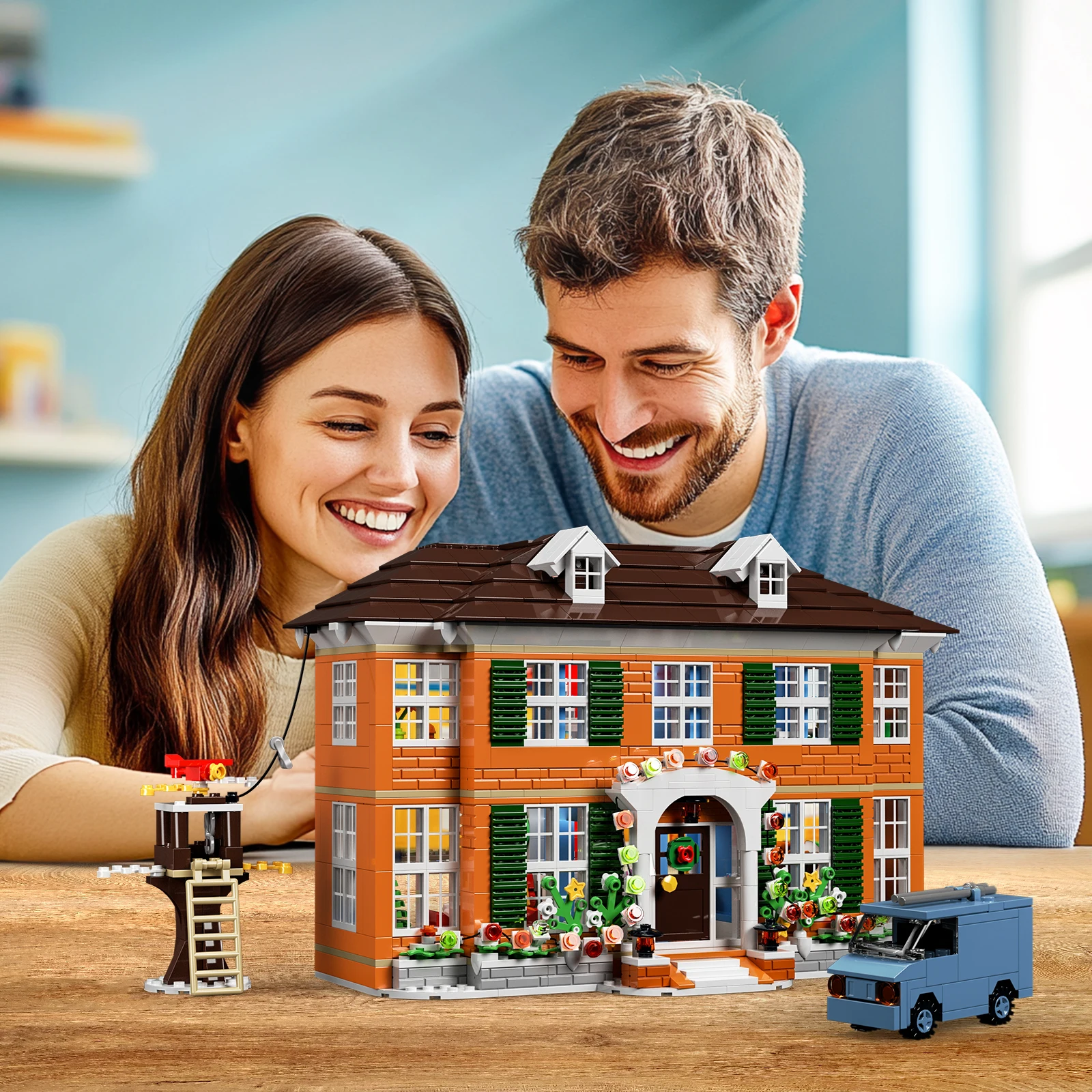 Conjunto de blocos de construção Kevin Home, tijolos ideais para casa, kit de construção criativa de férias, presente de Natal para fãs de filmes (1138 peças)
