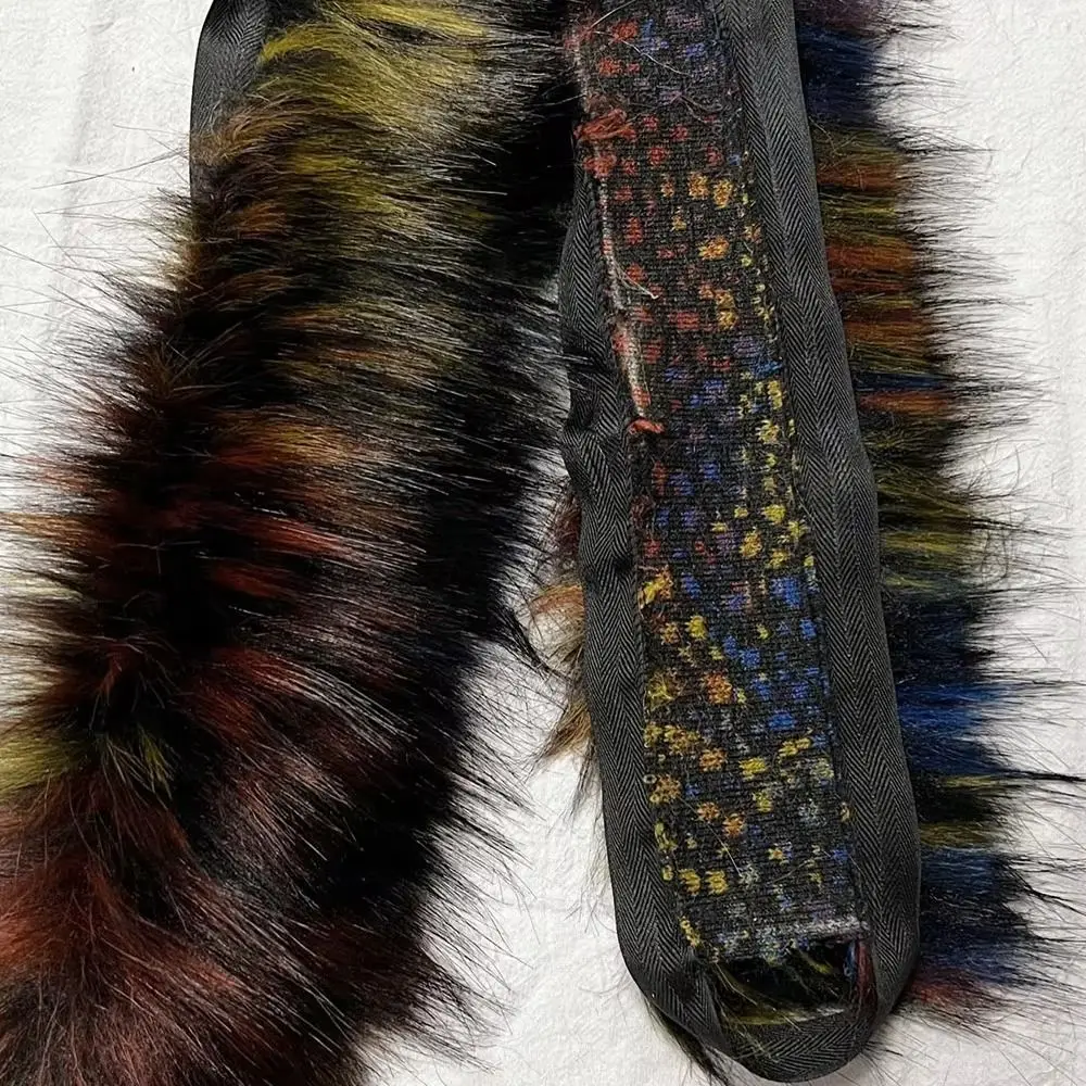 موضة 1 متر كبير الفراء طوق تقليد الراكون الملابس والاكسسوارات رقيق تقليم DIY بها بنفسك الفراء الاصطناعي شريط الديكور