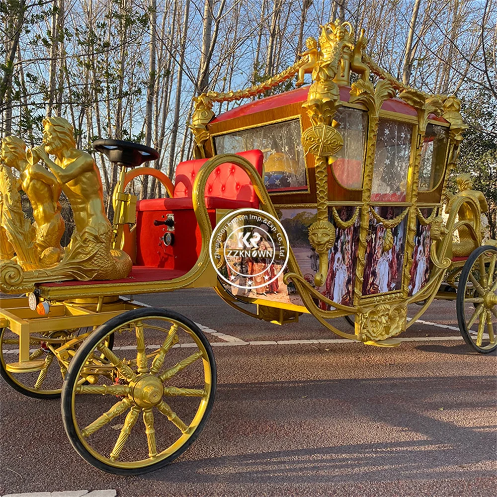 

Sightseeing Marathon Horse Carriage With Canopy Electric Princess Horse Carriage Sightseeing Horse Carriage Wagon