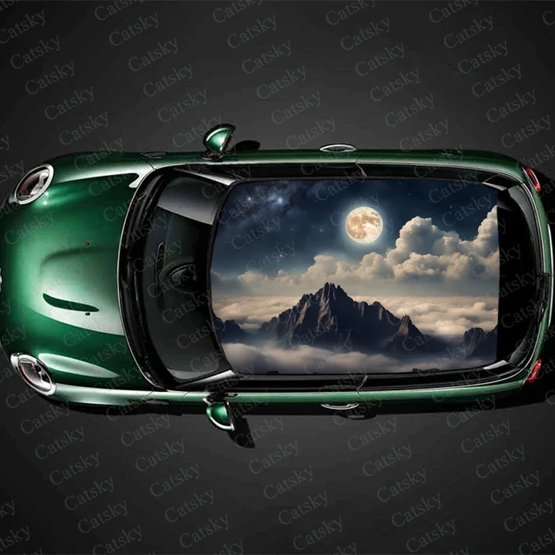 

Moon with Mountain Car Roof Sticker Wrap Racing SUV Accessories Packaging Painted PVC Custom Car Graphic Decal