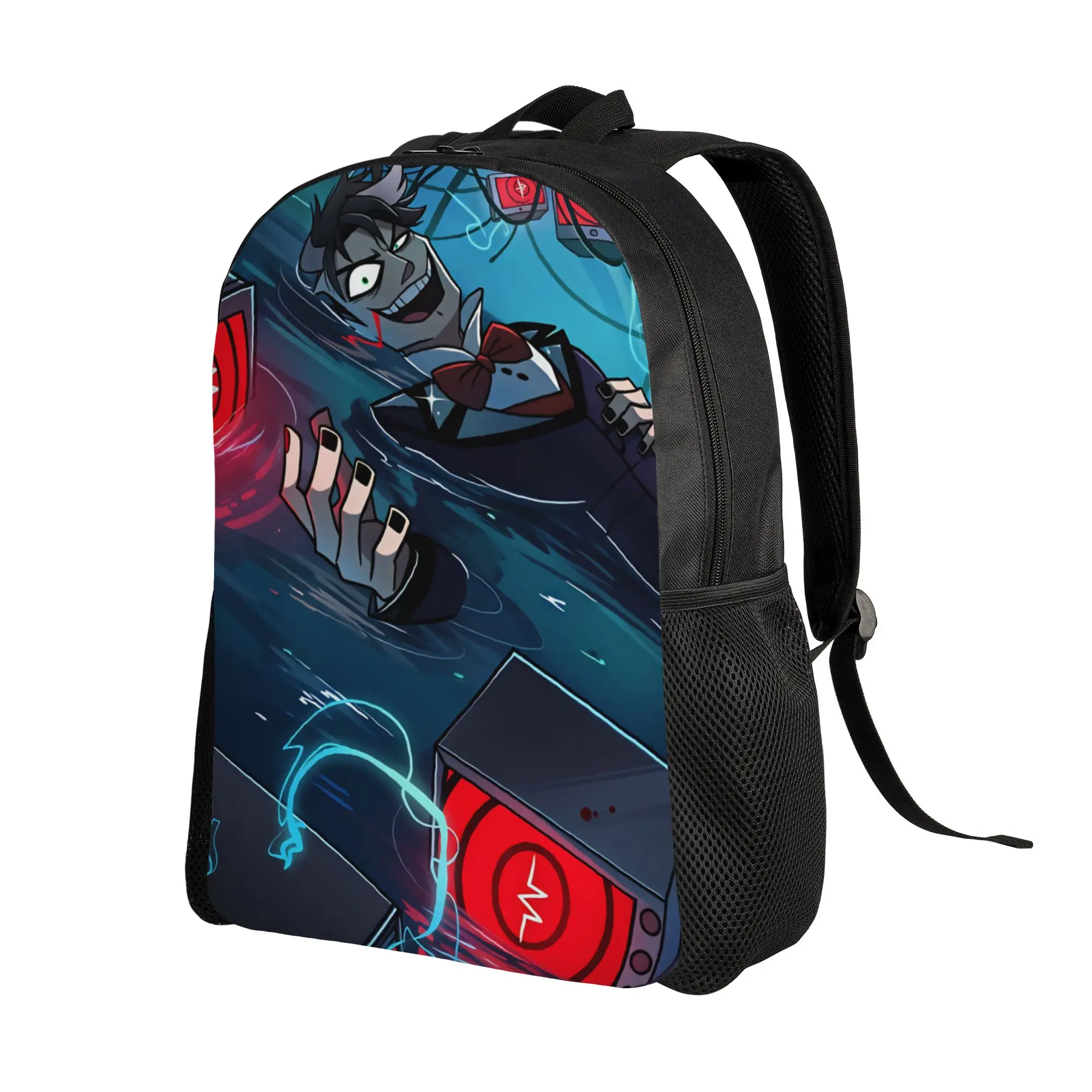 Radiostatic Vox Alastor Backpack Hazbin Hotels Travel Backpacks Student Unisex Custom Big School Bags Funny Rucksack
