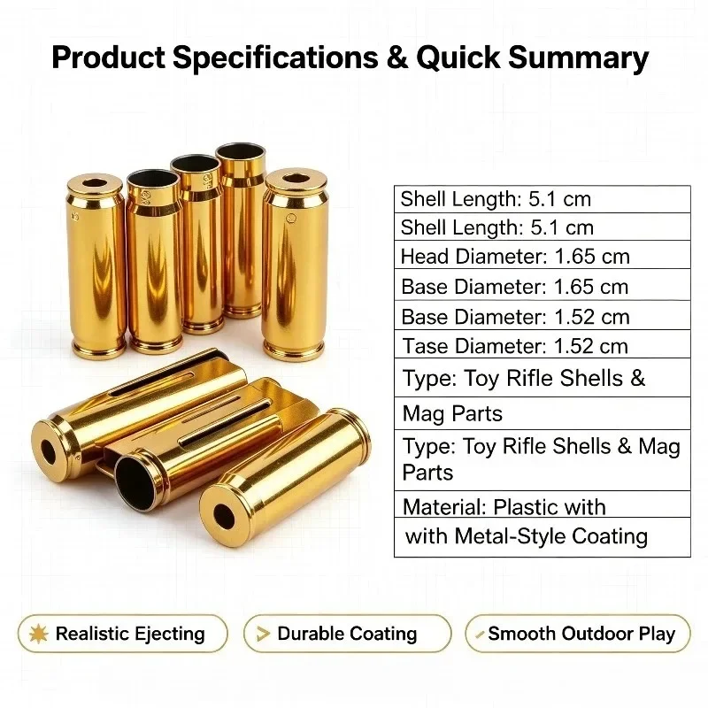 Alloy Shells & Mag Components for Toy Rifle, Realistic Eject Design, Solid Coating, Smooth Outdoor Activity Play