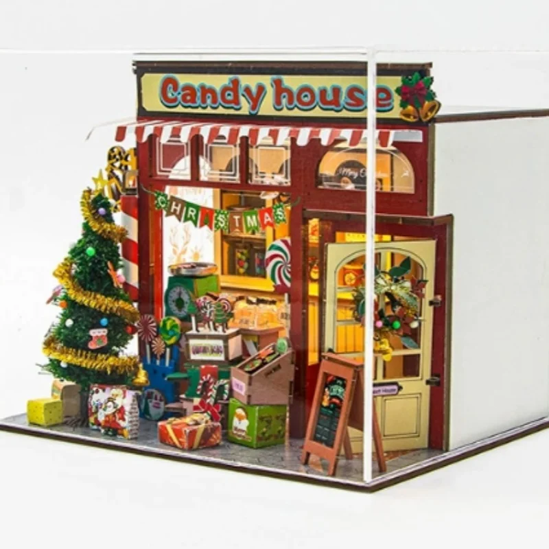 عيد الميلاد كاندي هاوس خشبية بازل قطع دمية لتقوم بها بنفسك الجمعية ثلاثية الأبعاد Toygift اليدوية تمثال نموذج عرض الشارع اللبنات