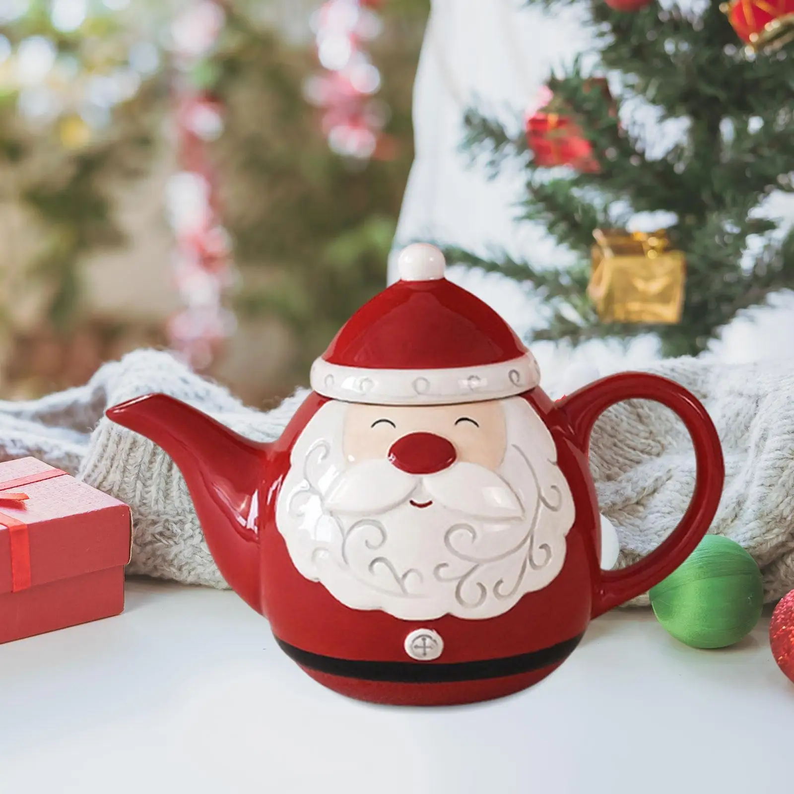 Christmas Teapot 580ml Porcelain Coffee Teapot Set for Afternoon Tea Wedding