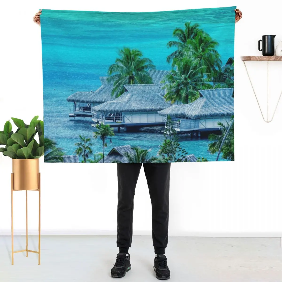 

Beach Themed For Home Throw Blanket Easy Care Comfortable Blanket for Couch