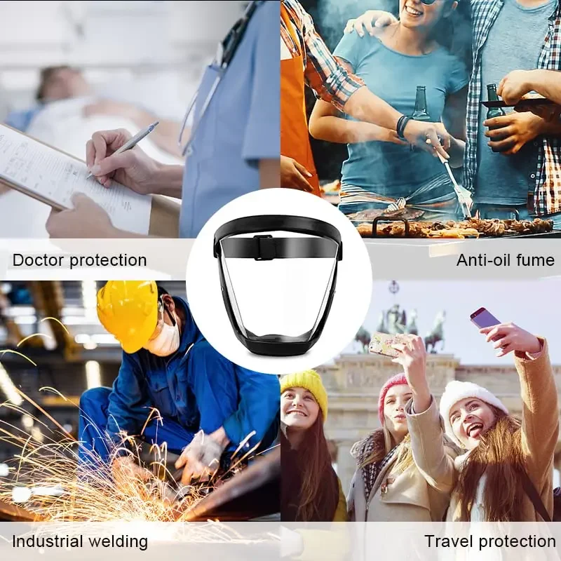 Full Face Protective Mask Anti-Fog Safety Shield Transparent Windproof With 2 Filters Head Cover For Work Weed Whacking Cooking