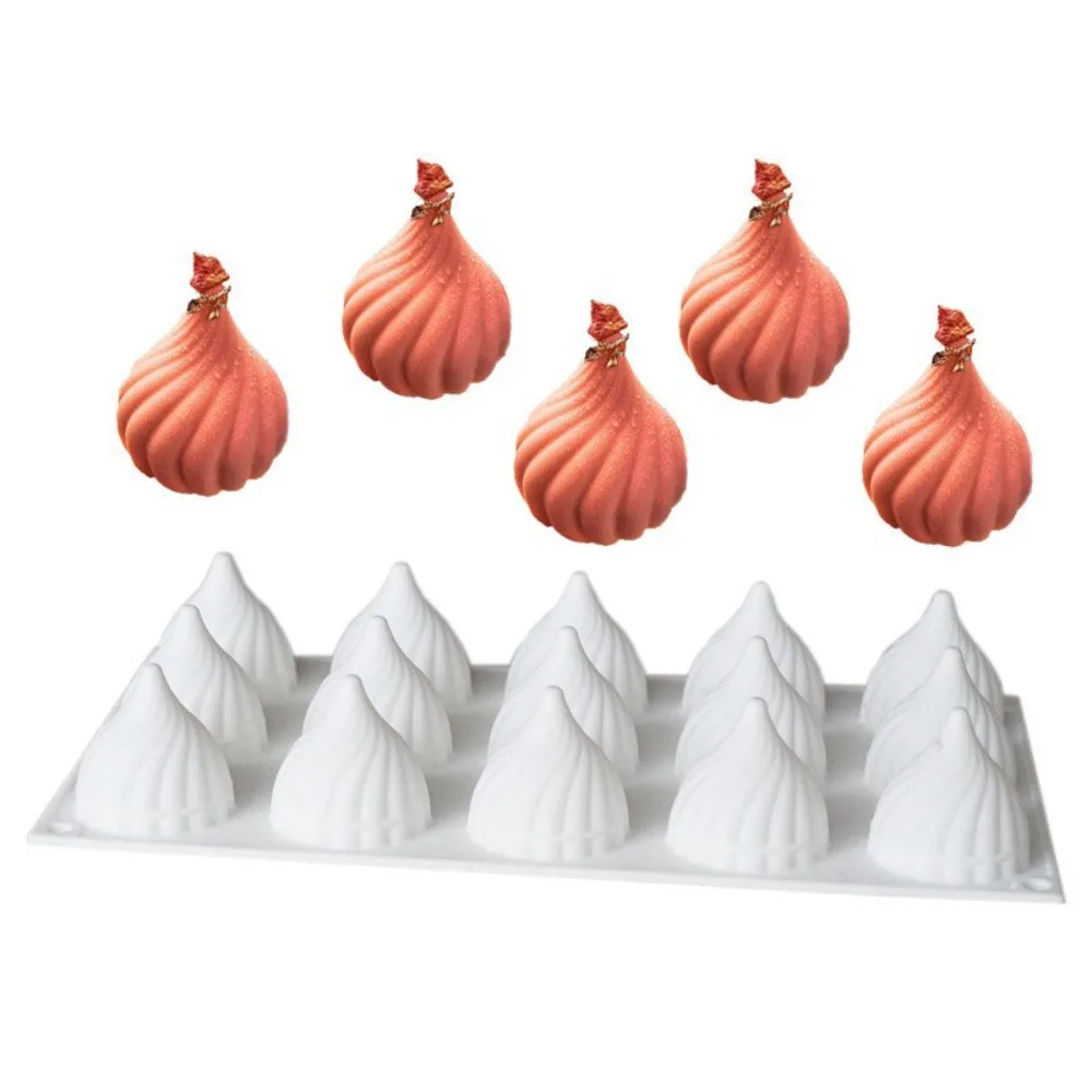 15 Rotate Onion Silicone Tray Taper Spiral Drip Glue Resin Mold DIY Water Droplet Ball Clay Scented Candle Making Birthday Decor