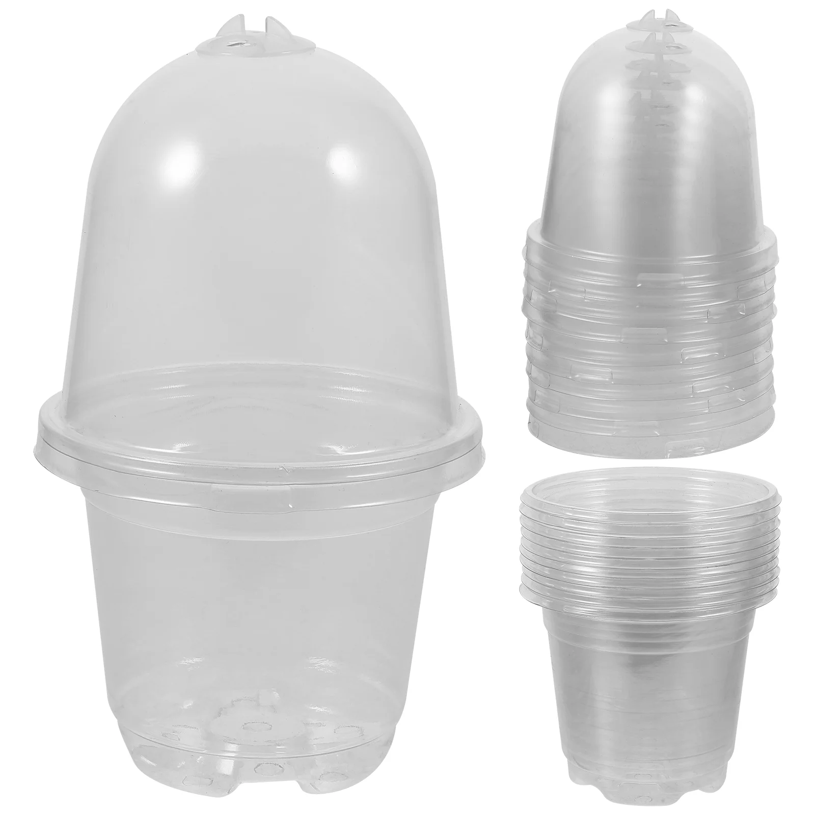 

10 Sets Dome Garden Pot Flower Allotment Tunnel The Clear Plastic Pots for Plants