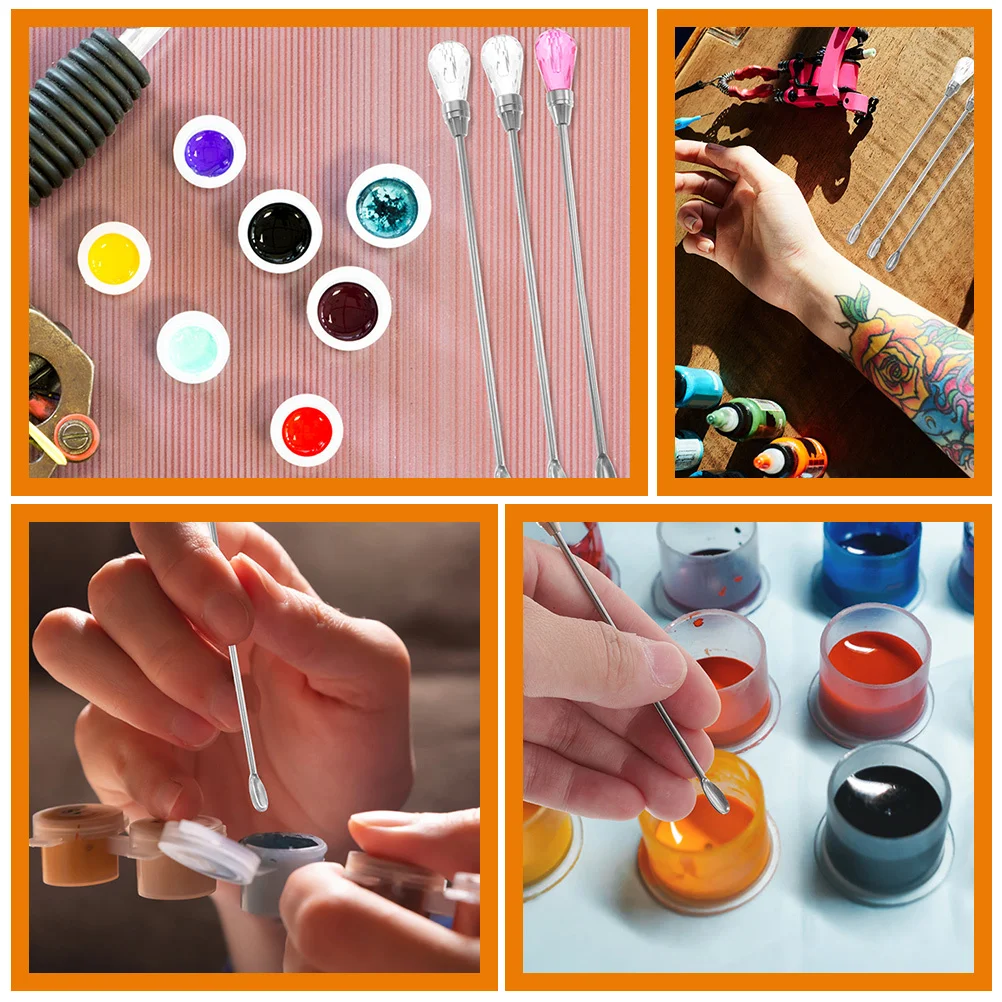 9Pcs Metal Pigment Stirring Spoon Rod for Eyebrows Mixing DIY Tools Ink Mixer Tattooing Pigment Mixer