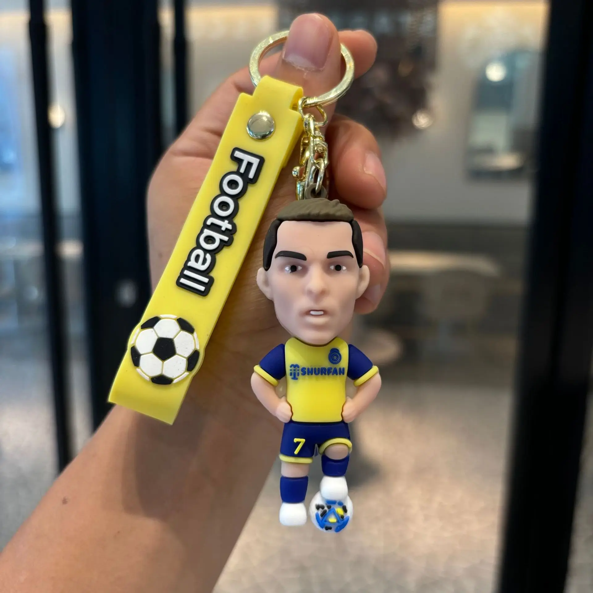 عالية الجودة الكرتون نجم كرة القدم Mbappe ميسي Haaland Ronaldo حقيبة سلسلة المفاتيح سحر التبعي #4
