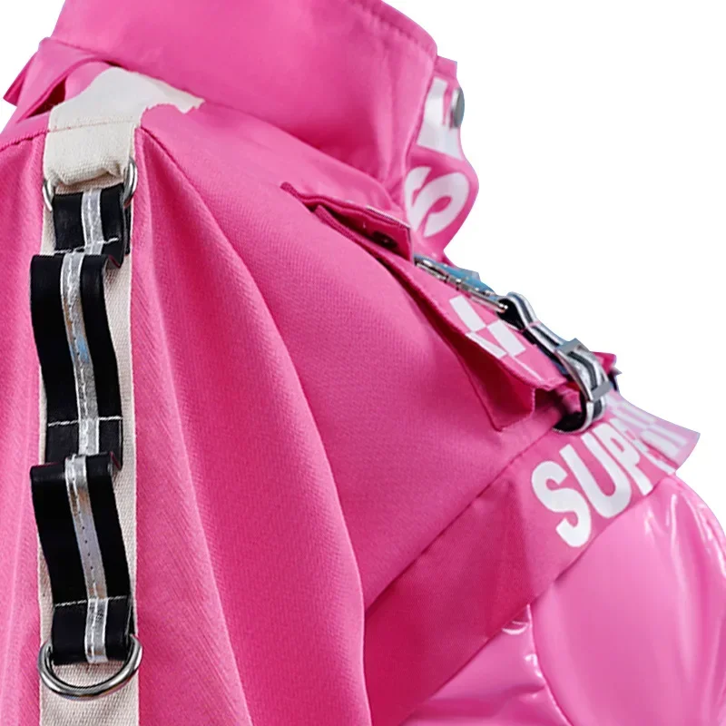 Nieuwe Game Nikke Alice Cosplay Kostuum Pruik Schoenen Sexy Latex Catsuit Bodysuit Roze Jumpsuit Jas Pak Voor Vrouwen Meisjes MN12