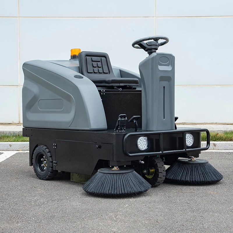 Electric Ride-on Floor Sweeper Cleaning Machine 48V with Side Brush and Battery New Condition for Street Use